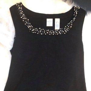 EMMA JAMES Black Sleeveless Pearl Top Shirt Blouse